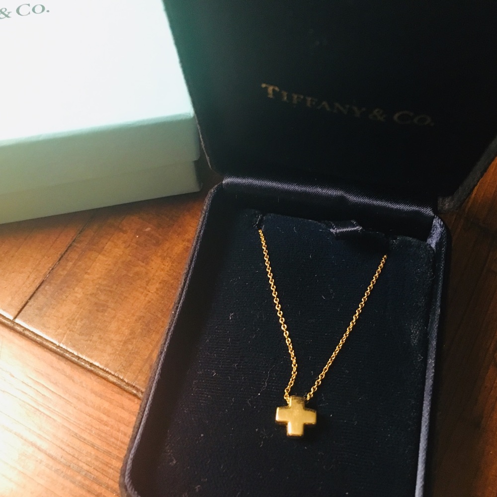 Tiffany Gold Mini Cross Necklace